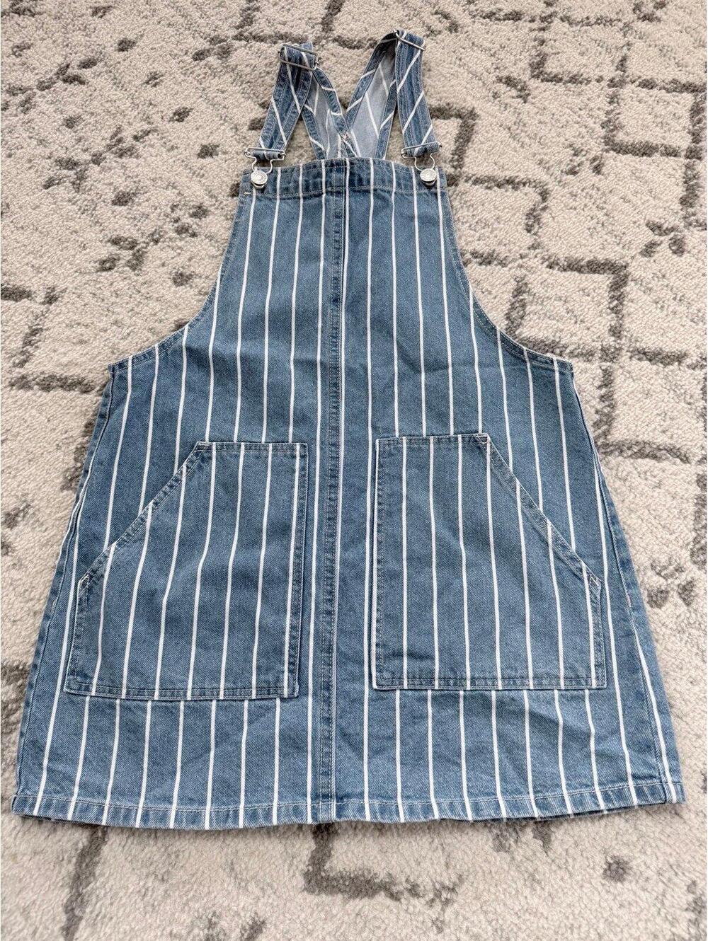 Garage Striped Denim Overall Dress